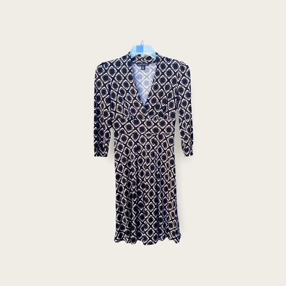 Banana Republic V Neck Dress Geometric Print Sz XS